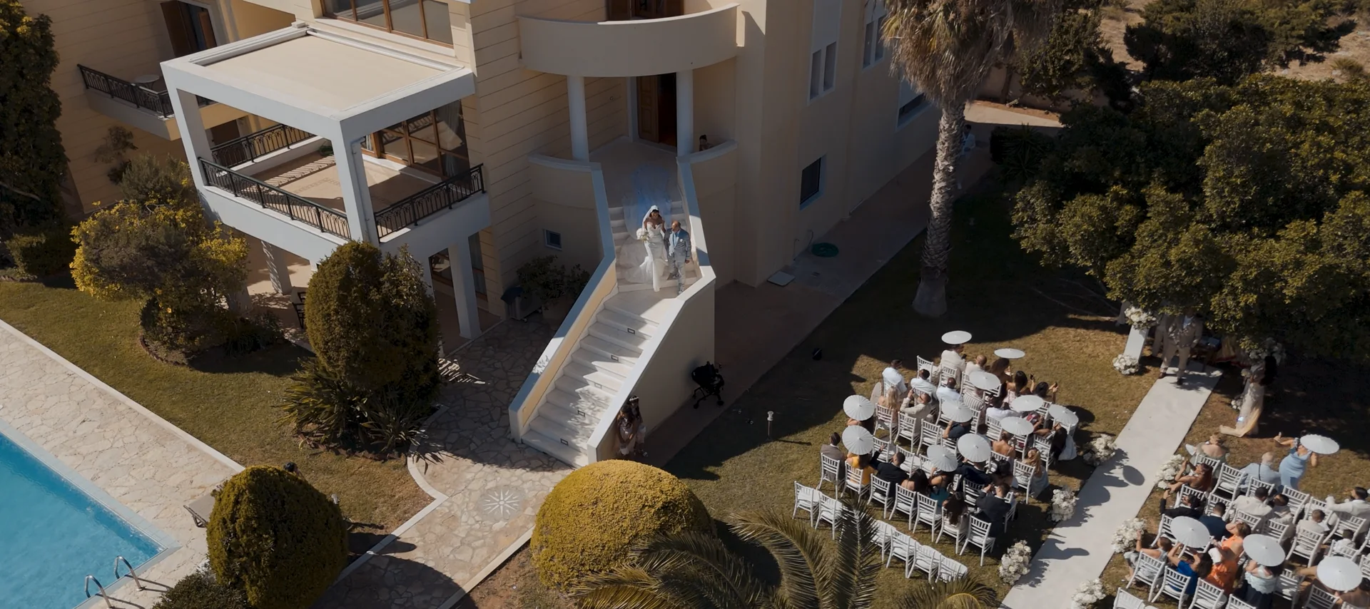 A quiet moment above the Aegean at their Athens Riviera wedding