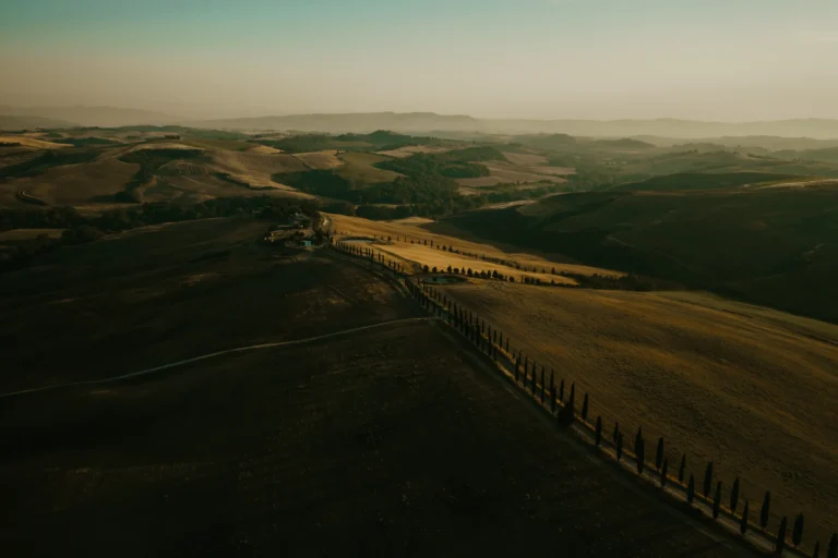 Tuscany wedding landscape seen from above