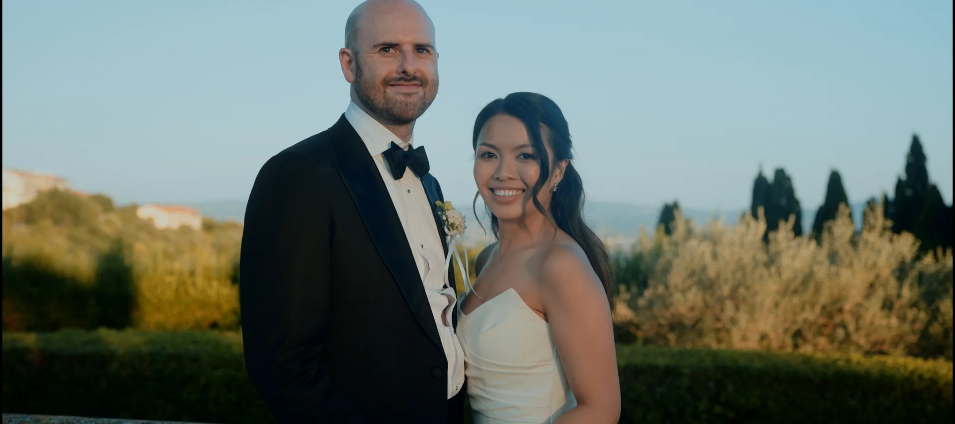 Richa and Jamie in their Villa Bellaria wedding film in Tuscany